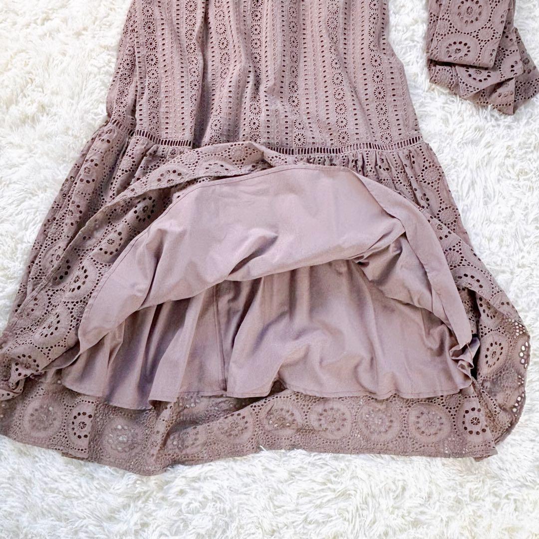 極美品◆herlipto Lace-trimmed Belted Dress　M