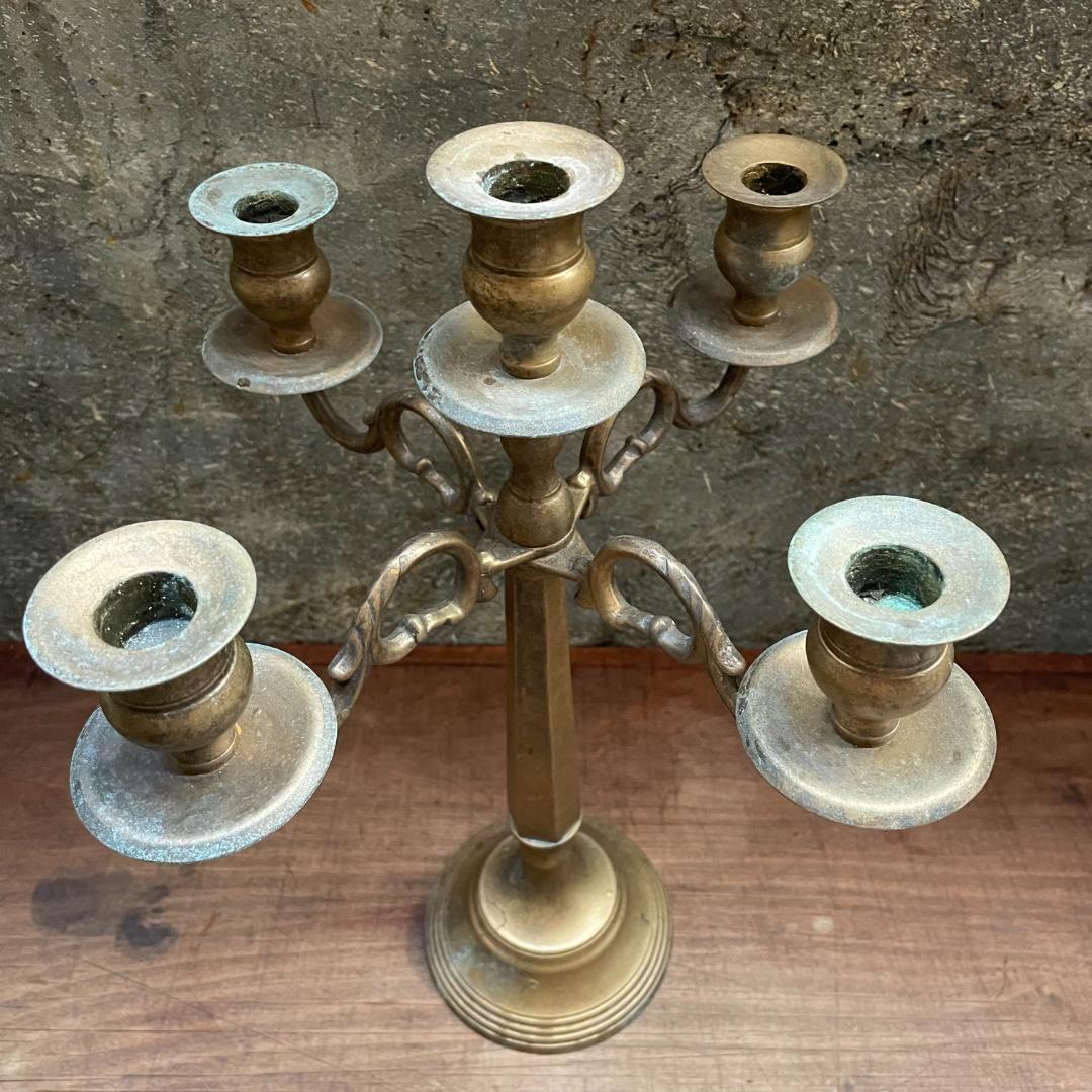 イギリス アンティーク キャンドル ホルダ 真鍮 燭台 ヴィンテージ 古道具
