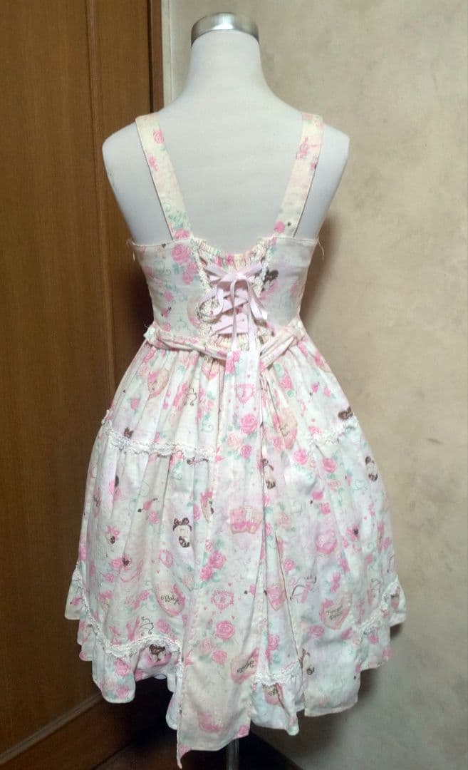 BABY♡ハートマーブルチョコレート柄JSK+カチューシャセット♡白