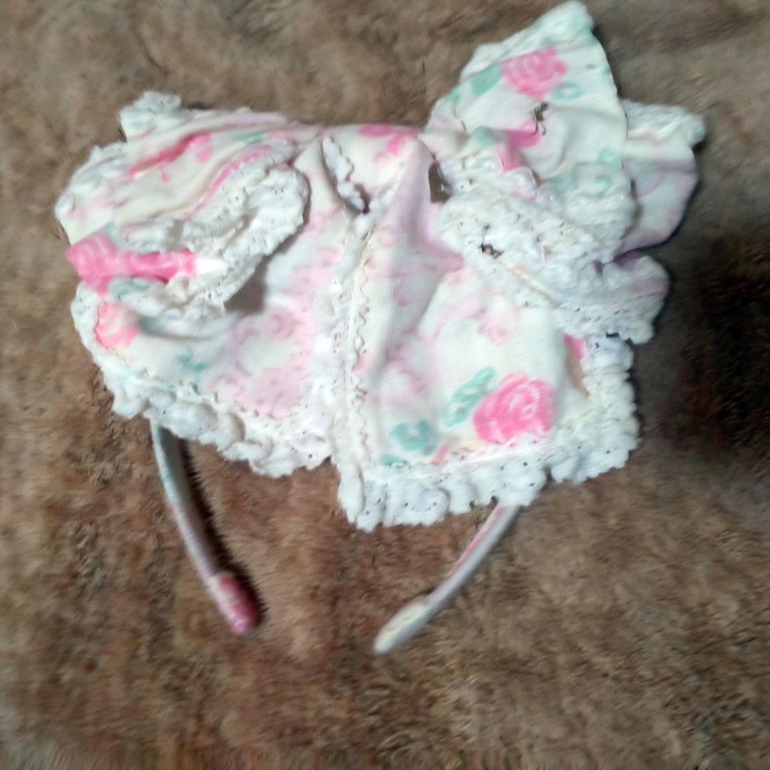 BABY♡ハートマーブルチョコレート柄JSK+カチューシャセット♡白