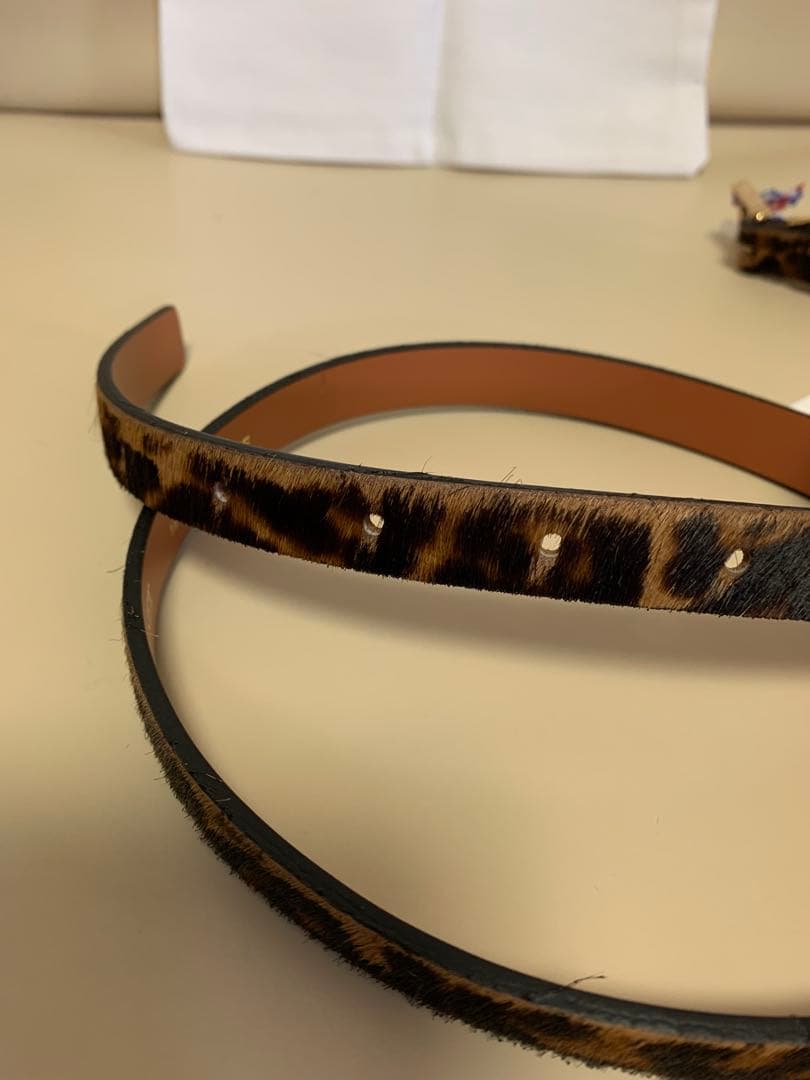 ❣️未使用タグ付き　Maison Boinet ハラコ　レオパード柄ベルト