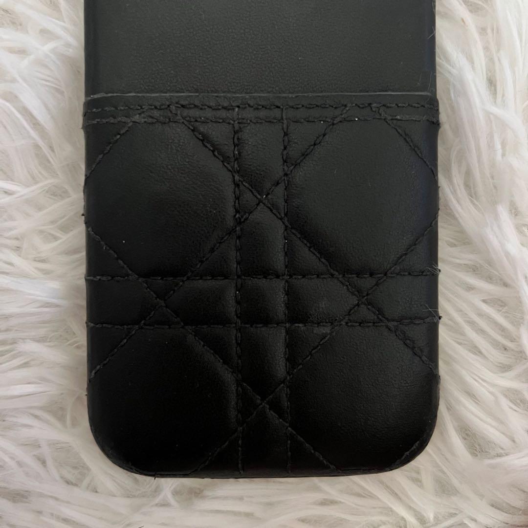 Dior ディオール iPhone15 ケース スマホ 本革 黒 カナージュ