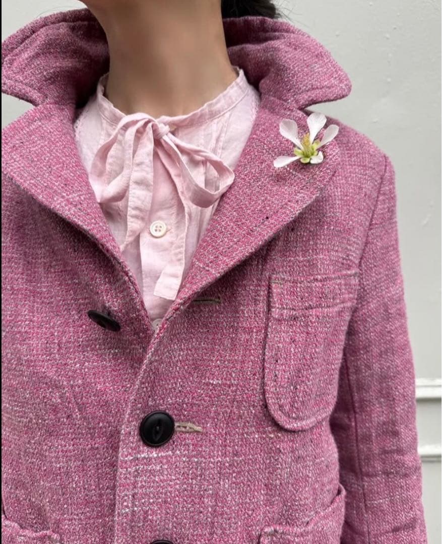 45R 綿麻ツイードのアニーチロルジャケット