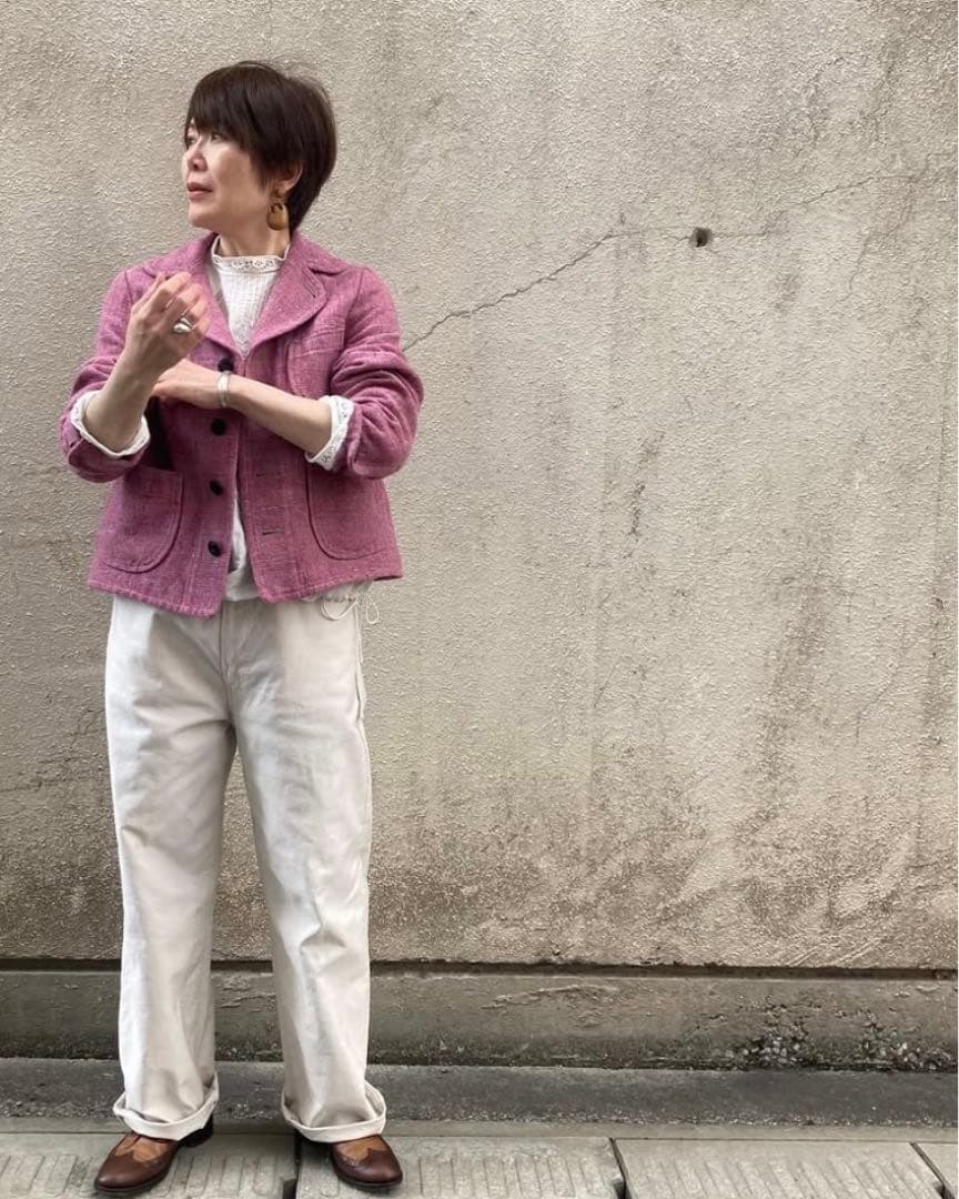 45R 綿麻ツイードのアニーチロルジャケット