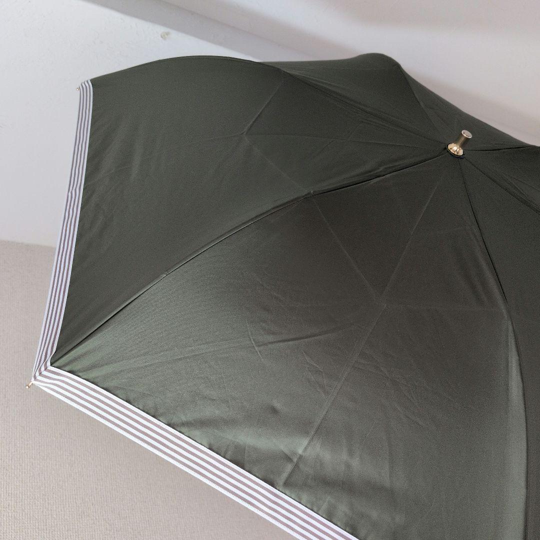 ビューランス　グリーン×ブラウンストライプ　折りたたみ晴雨兼用傘