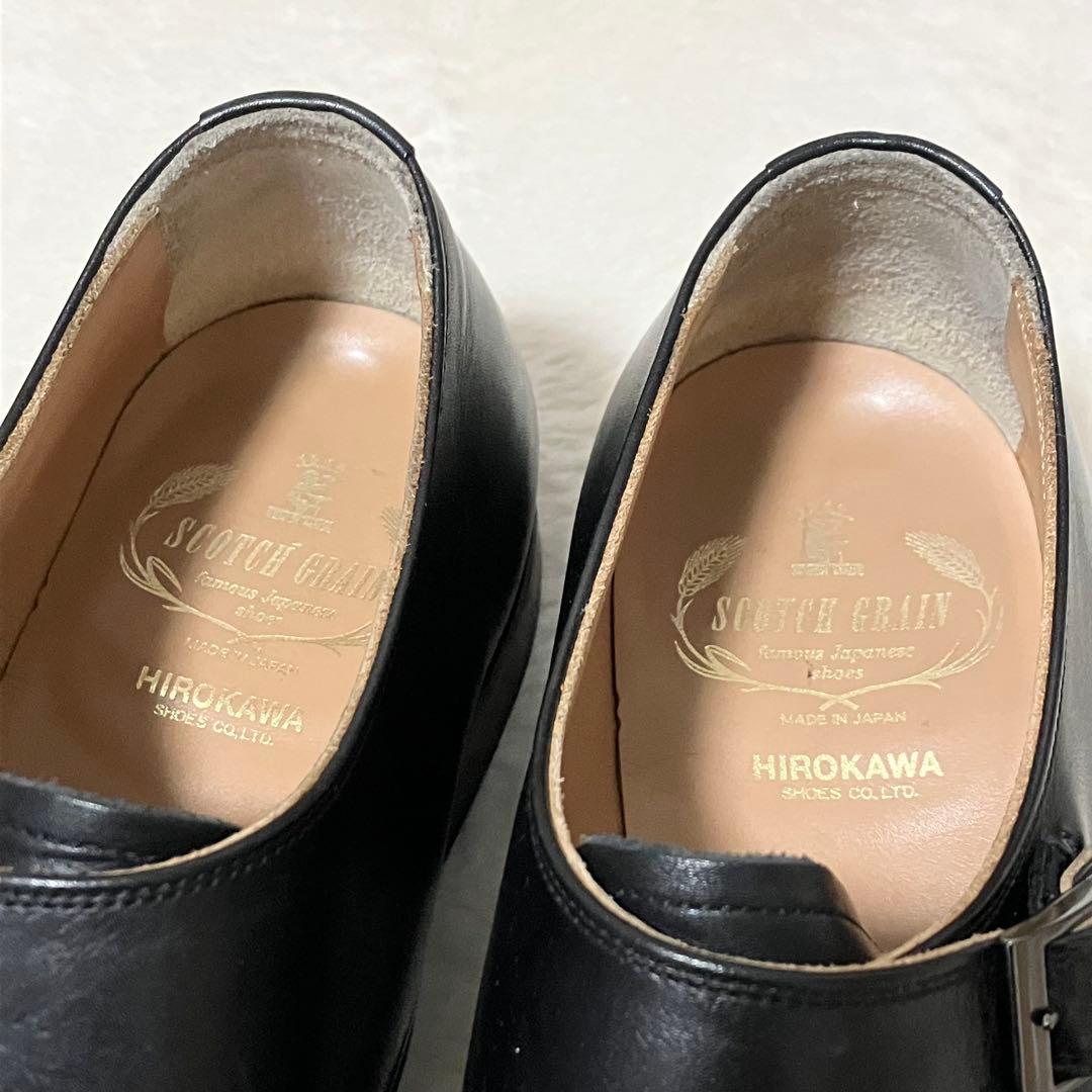 極美品 スコッチグレイン 26.0 黒 ダブルモンク 革靴 ビジネス シューズ