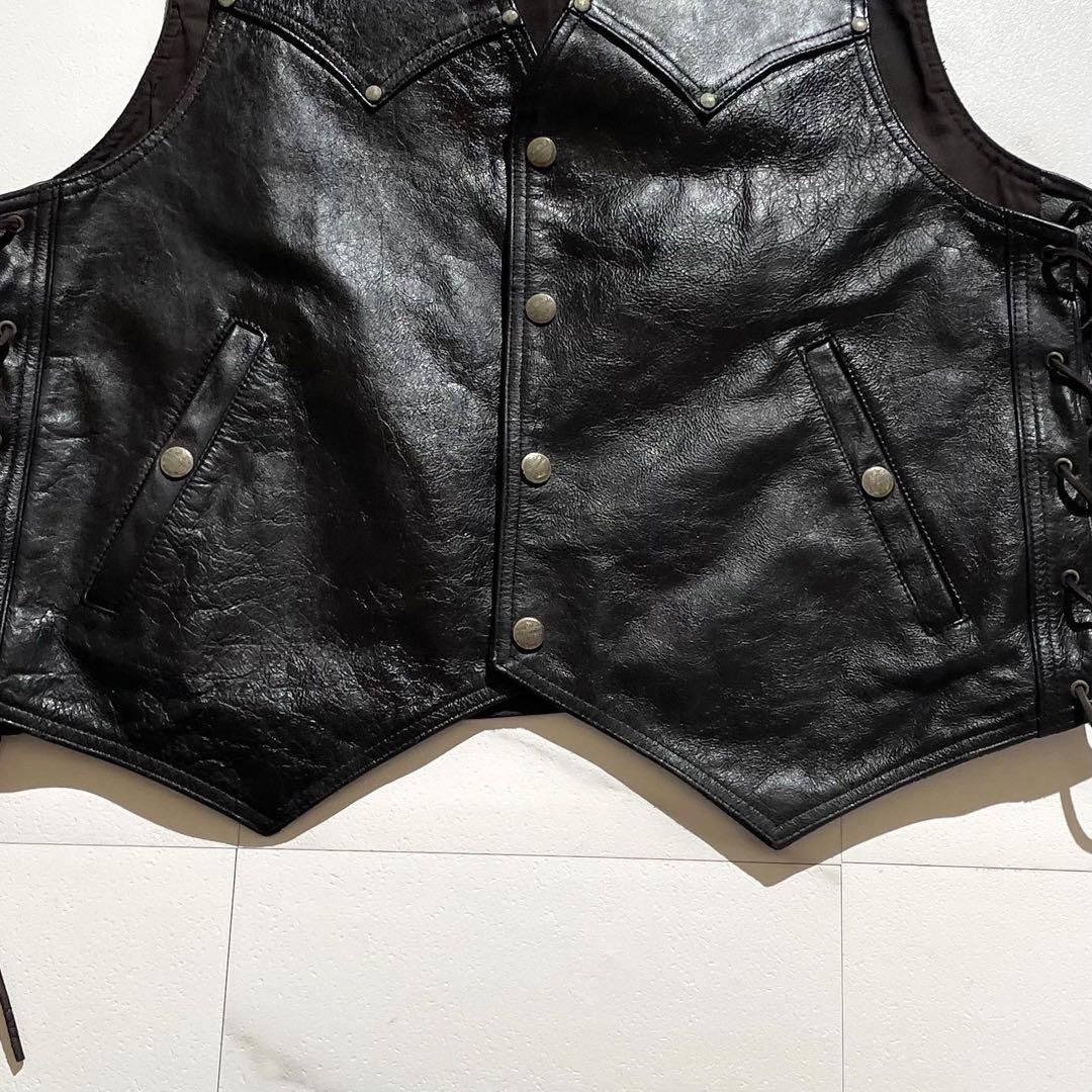 【希少】ハーレーダビットソン レザーベスト XLサイズ 牛革 レースアップ 黒