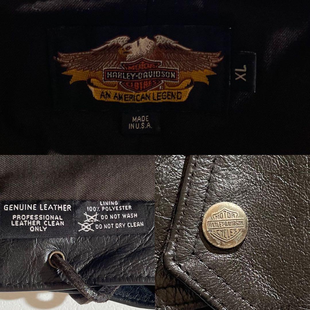【希少】ハーレーダビットソン レザーベスト XLサイズ 牛革 レースアップ 黒