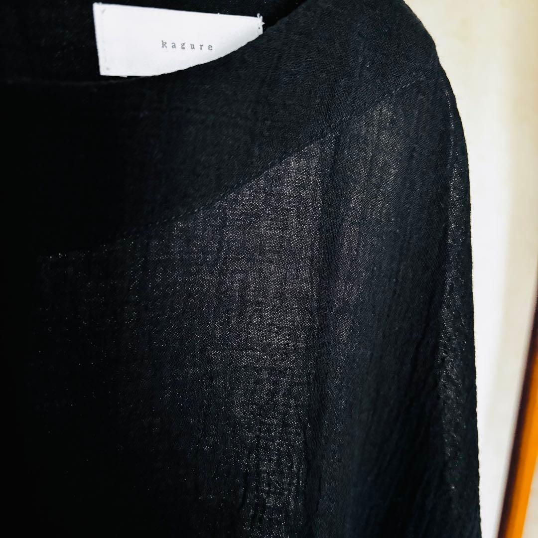 【美品】かぐれ　ガーゼロングチュニック　ブラック