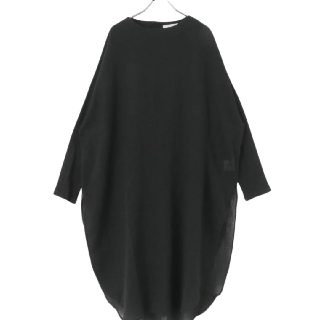 【美品】かぐれ　ガーゼロングチュニック　ブラック