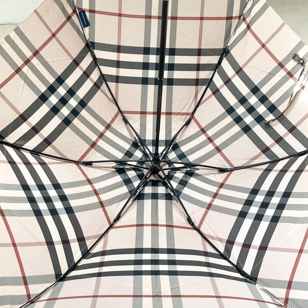【未使用】バーバリー　折りたたみ傘　ノバチェック　雨傘　ユニセックス　ベージュ系