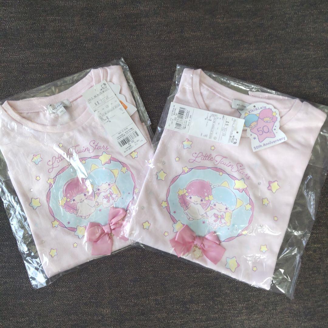 新品　エニィファム　リトルツインスターズ キキ　ララ 袖レースTシャツ　半袖