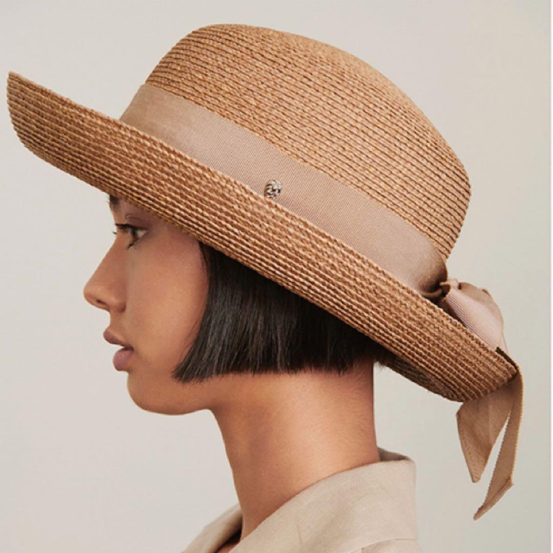 美品 ヘレンカミンスキー グログランリボン ラフィアハット