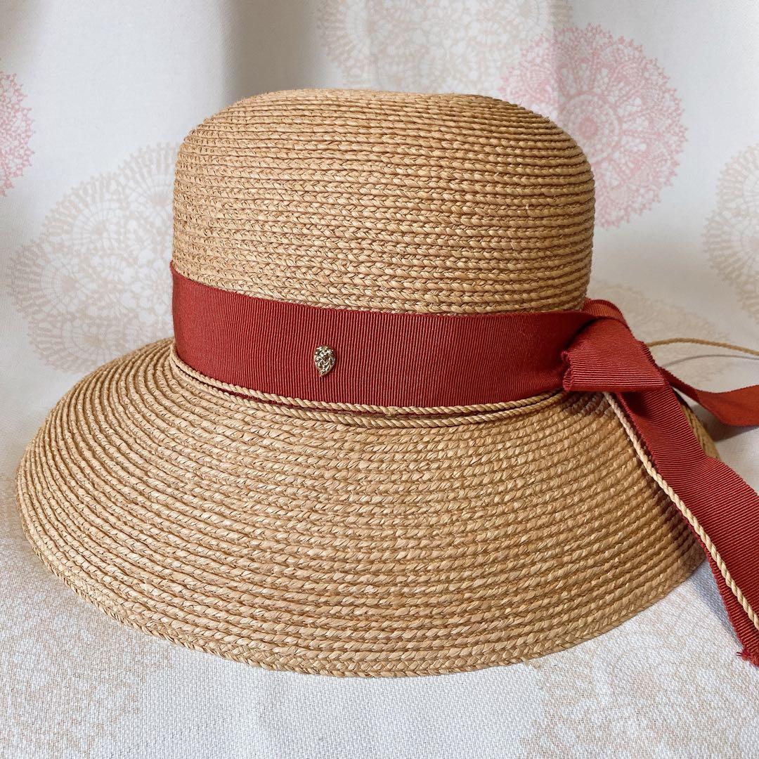 美品 ヘレンカミンスキー グログランリボン ラフィアハット