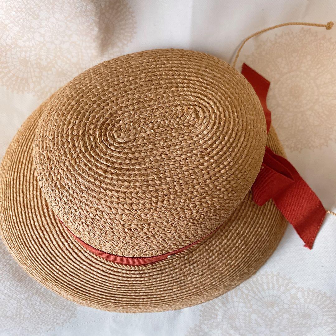 美品 ヘレンカミンスキー グログランリボン ラフィアハット