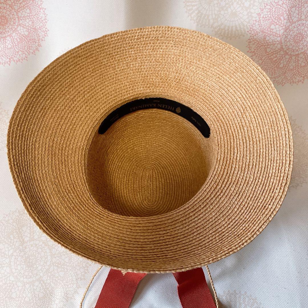 美品 ヘレンカミンスキー グログランリボン ラフィアハット