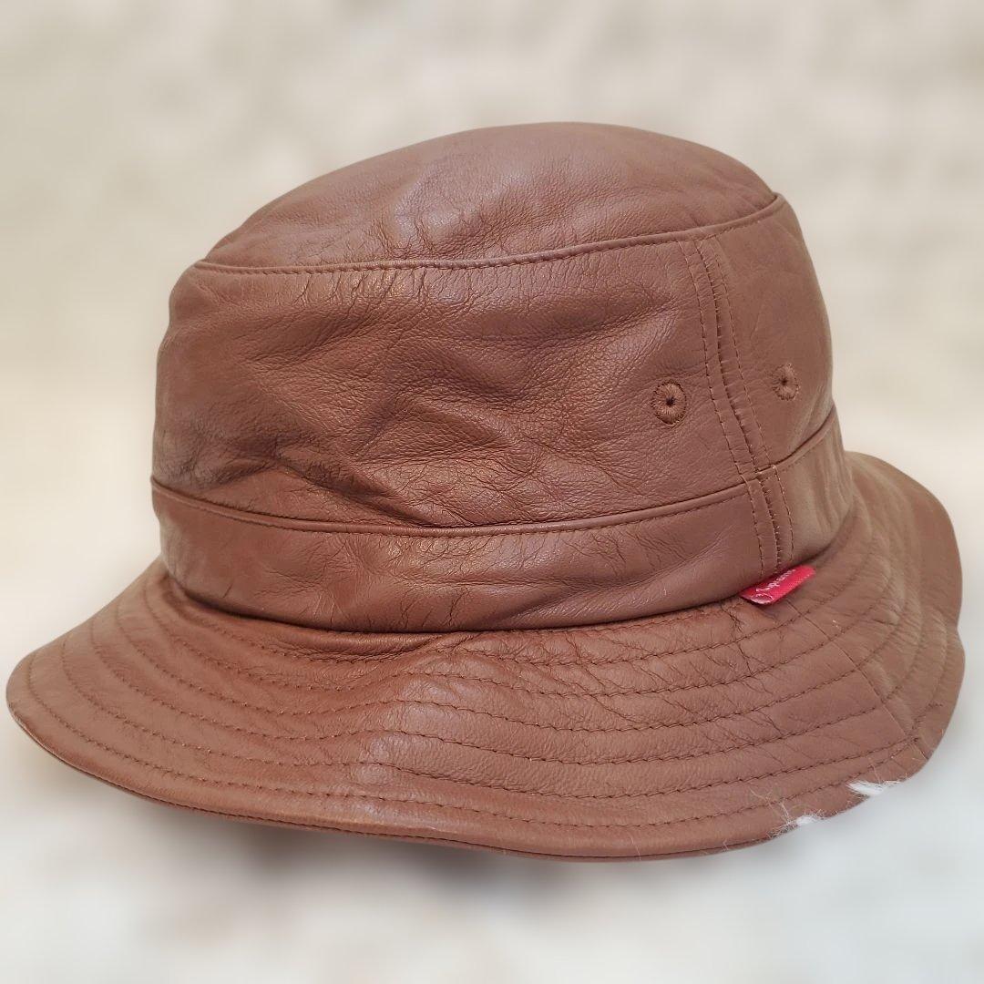⭐極美品ラージサイズ⭐Supreme ブラウンレザーバケットハット