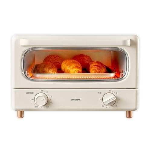 COMFEE' オーブントースター レトロ トースト4枚焼き 黒遠赤ヒーター *