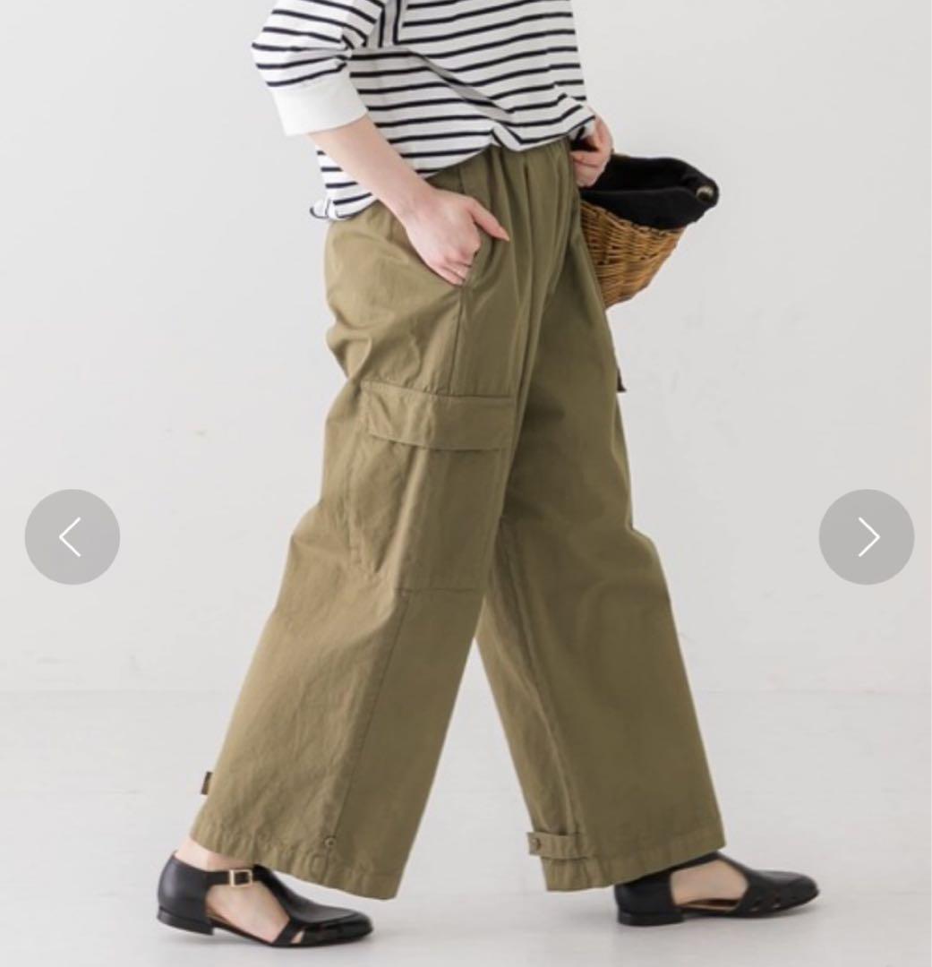 【美品✨】かぐれ ユーティリティーイージーパンツ ワイド 2WAY 綿 カーキ