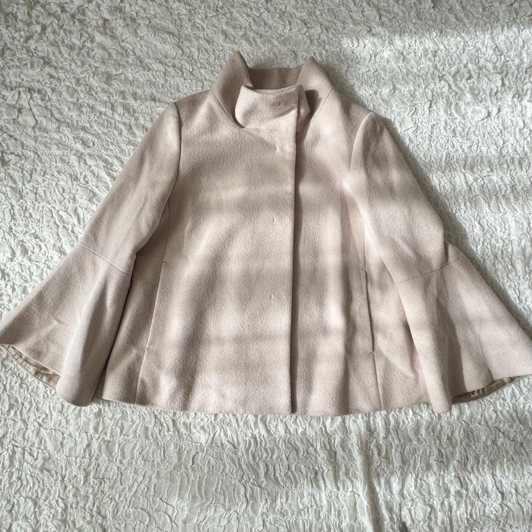 ANAYI アナイ アンゴラビーバー 袖フレアコート ピンク 38