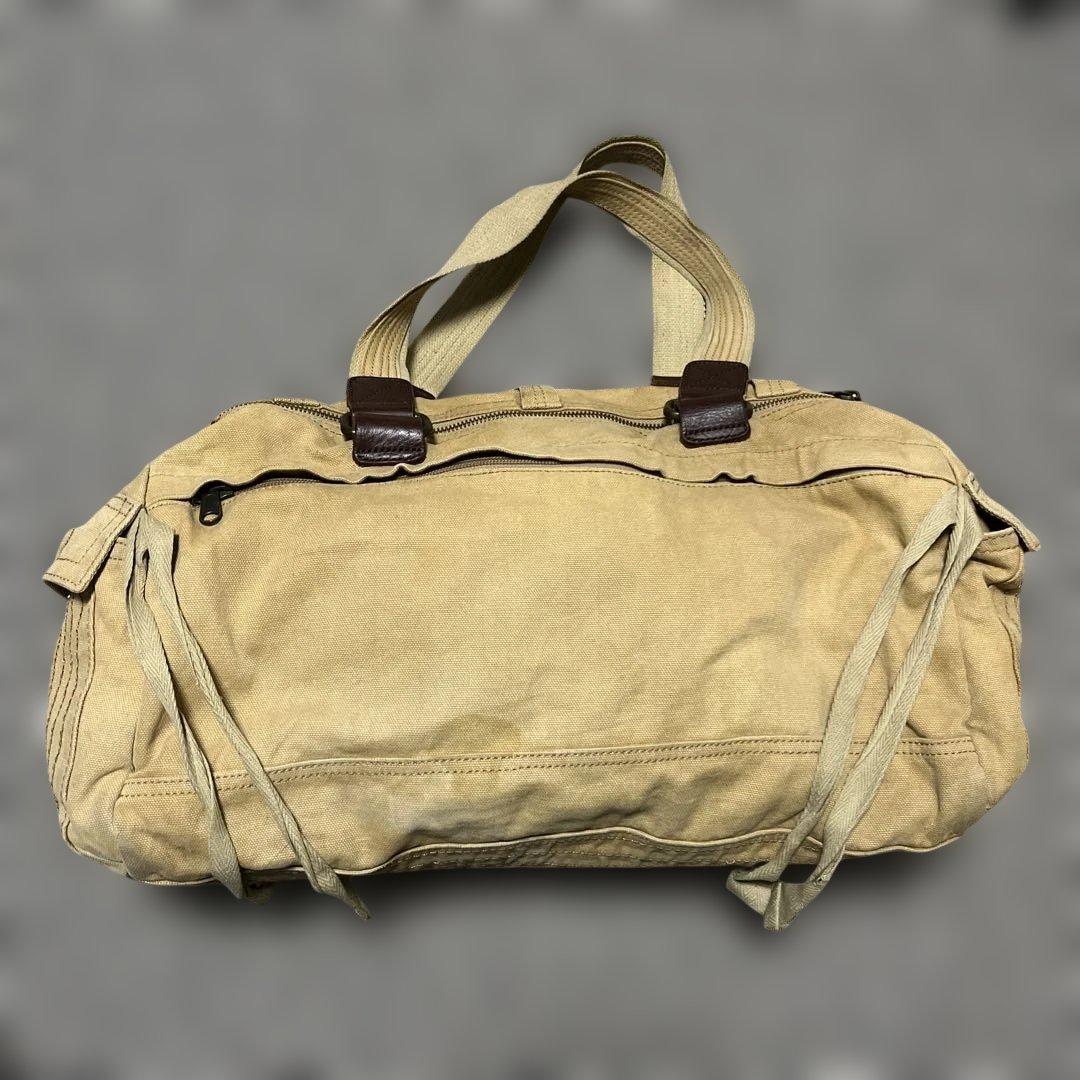 avirex ボストン　バック　キャンバス　牛革　ダメージ加工