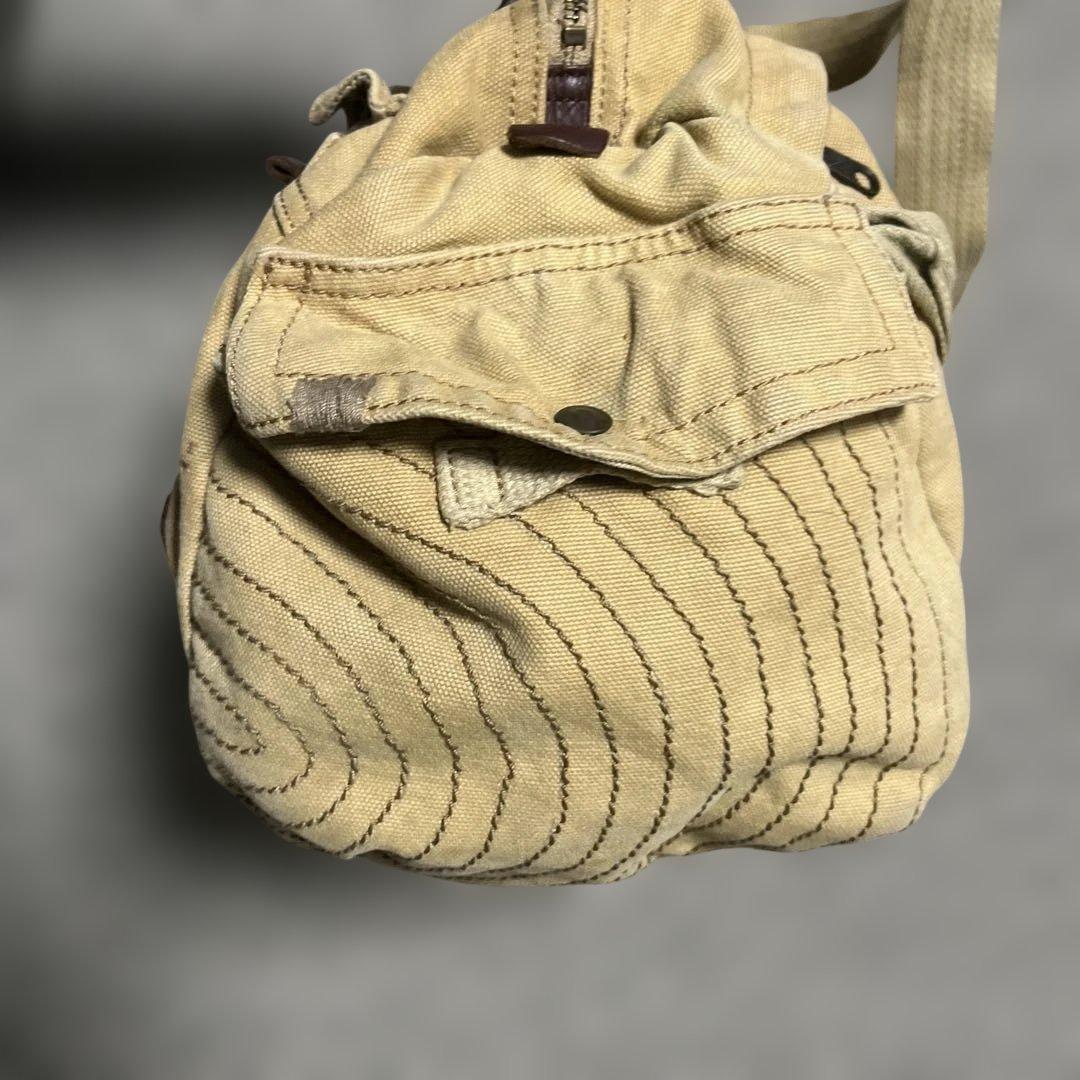 avirex ボストン　バック　キャンバス　牛革　ダメージ加工