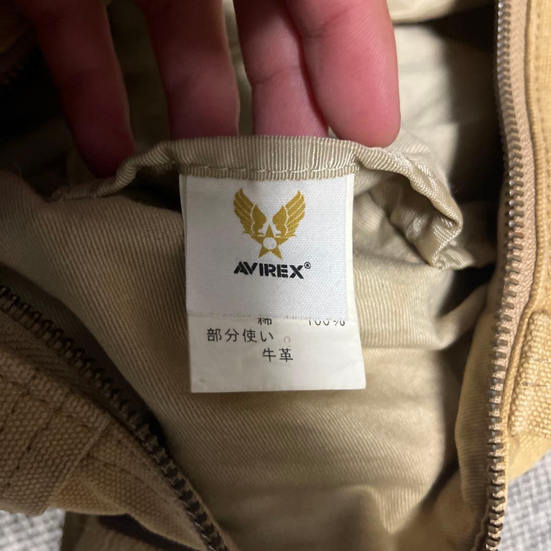 avirex ボストン　バック　キャンバス　牛革　ダメージ加工