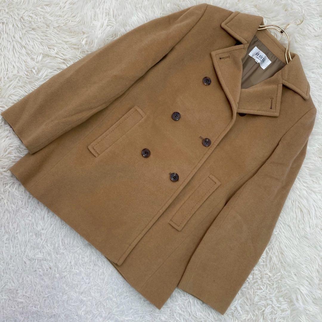 自由区 アンゴラコート キャメル 38 オフィス ダブルボタン キレイめ