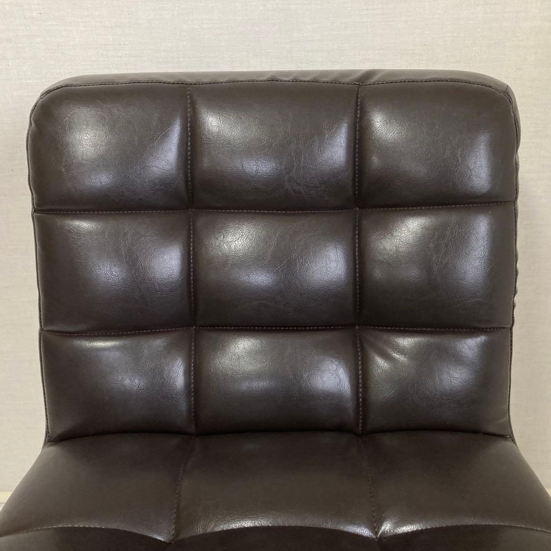 ソファ 椅子 ローチェア 1人掛け レザー調 木製 茶色 家具 レトロ風 美品