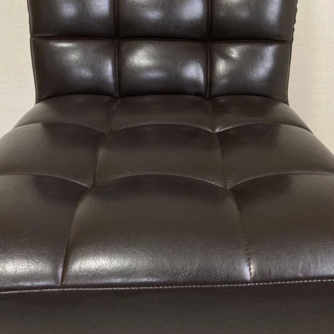 ソファ 椅子 ローチェア 1人掛け レザー調 木製 茶色 家具 レトロ風 美品