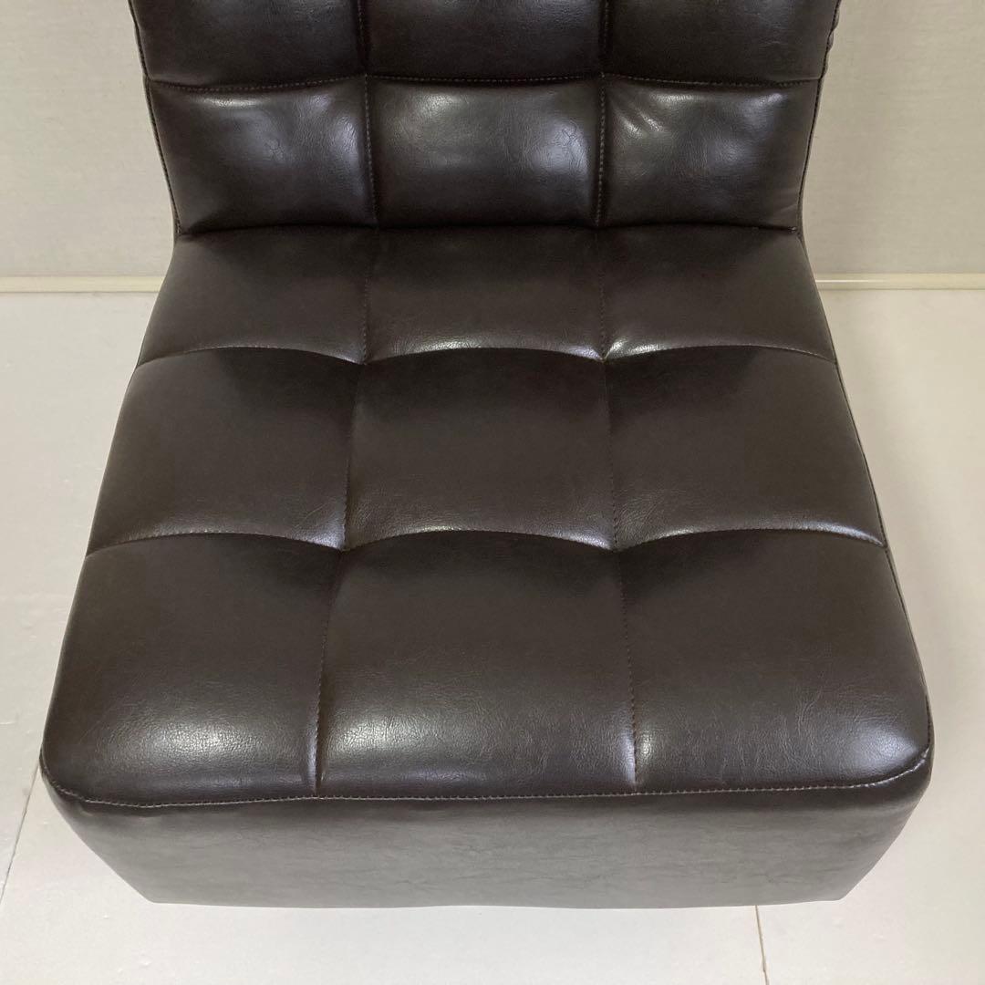 ソファ 椅子 ローチェア 1人掛け レザー調 木製 茶色 家具 レトロ風 美品