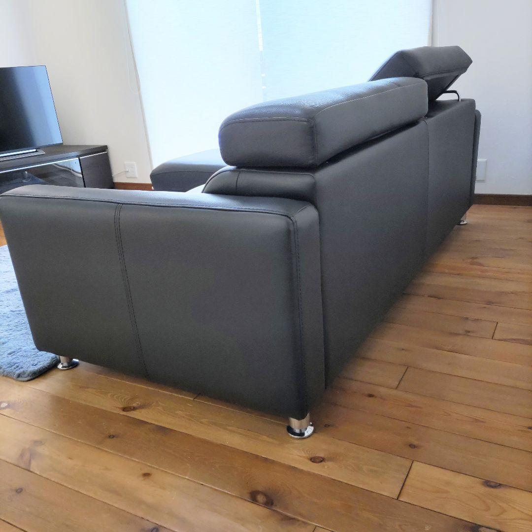 3人掛け カウチソファ　黒