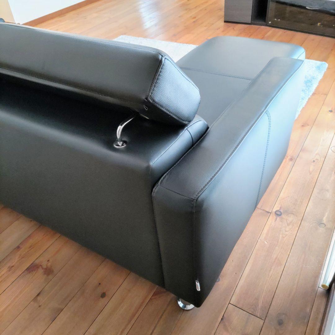 3人掛け カウチソファ　黒