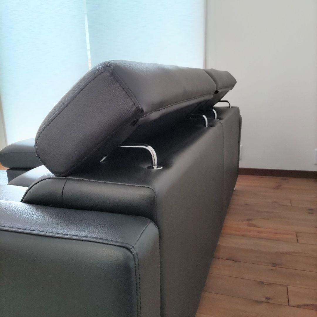 3人掛け カウチソファ　黒