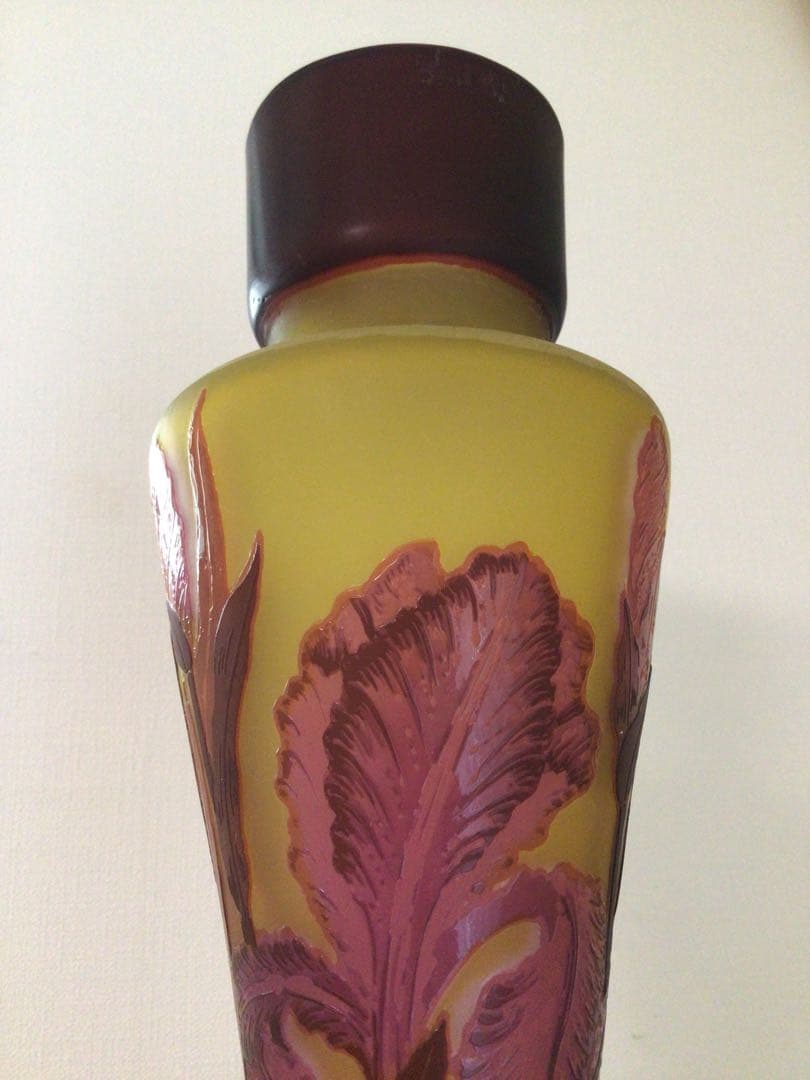 EmileGalle エミールガレ 花細密彫刻 ランプべース 高さ41cm