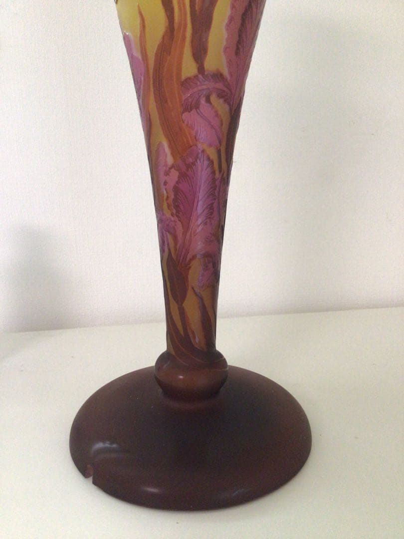 EmileGalle エミールガレ 花細密彫刻 ランプべース 高さ41cm