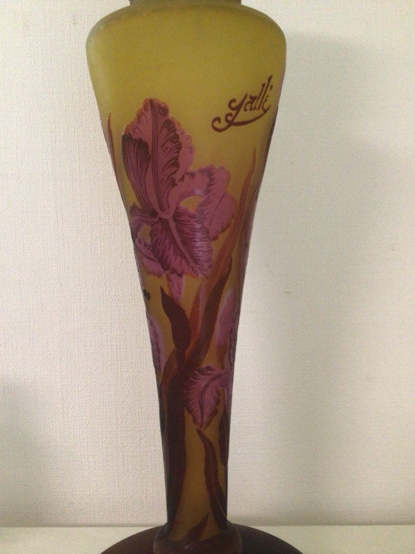 EmileGalle エミールガレ 花細密彫刻 ランプべース 高さ41cm