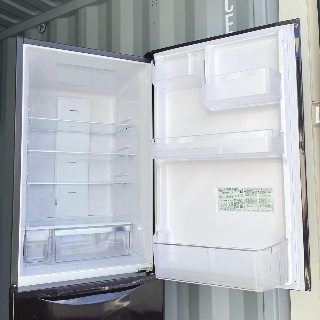 80取付無料！日立真ん中野菜室 うるおいチルド おしゃれブラウン3ドア冷蔵庫！