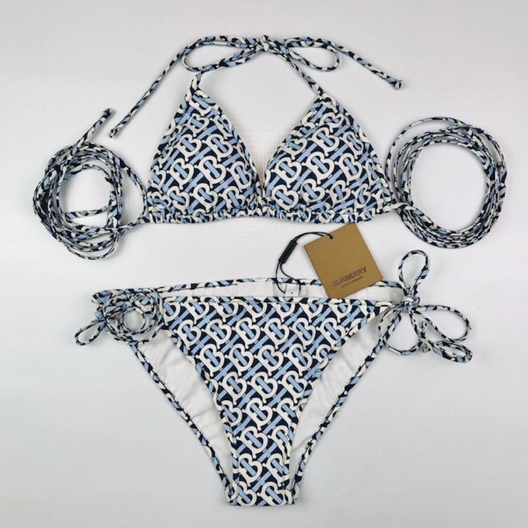 新品未使用★BURBERRY・TBモノグラム総柄 タイサイドビキニ 水着(M)
