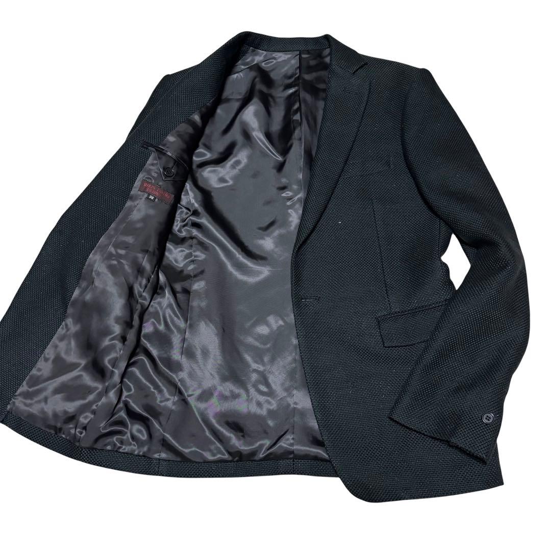 美品 リーツテイラーザズー ライトツイード 光沢糸混 ダークネイビー テーラード