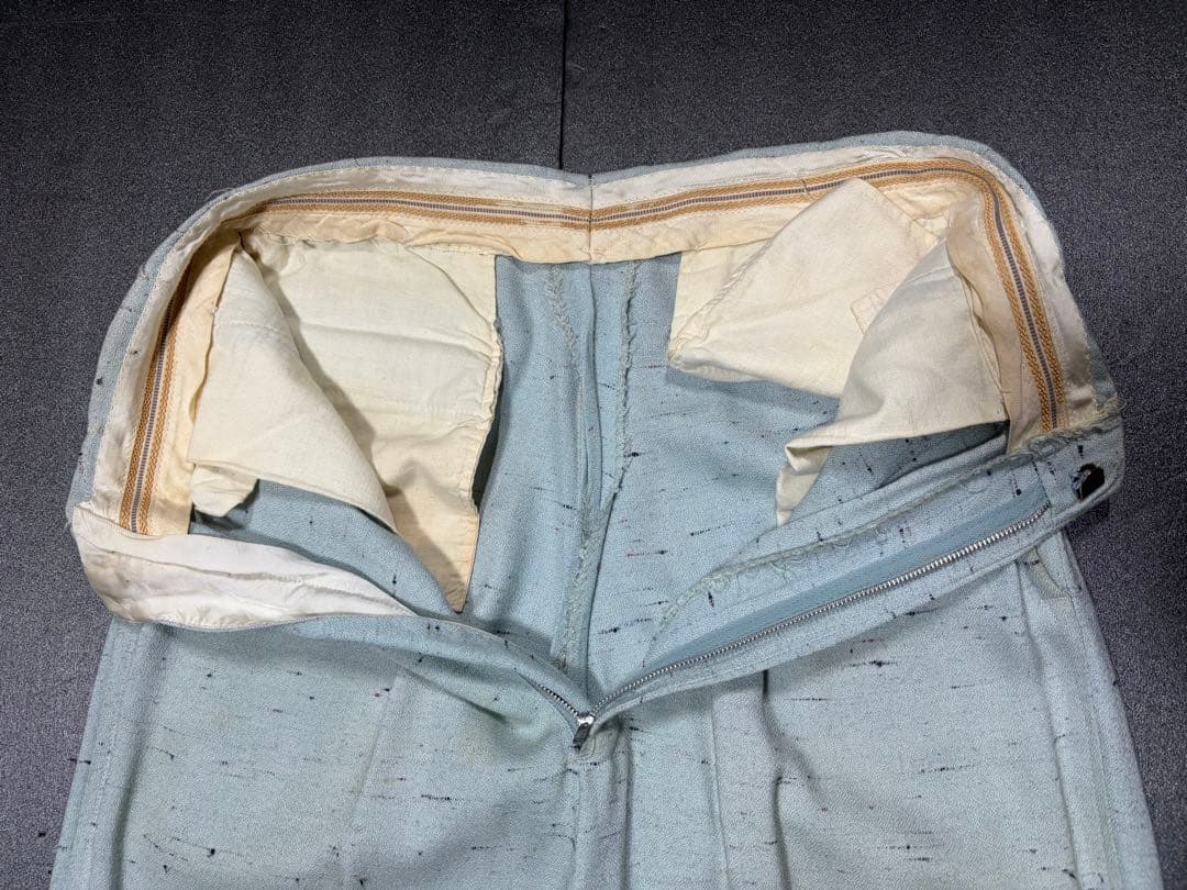 50s ミントグリーンスラックス ヴィンテージ ネップ カスリ 40s 60s