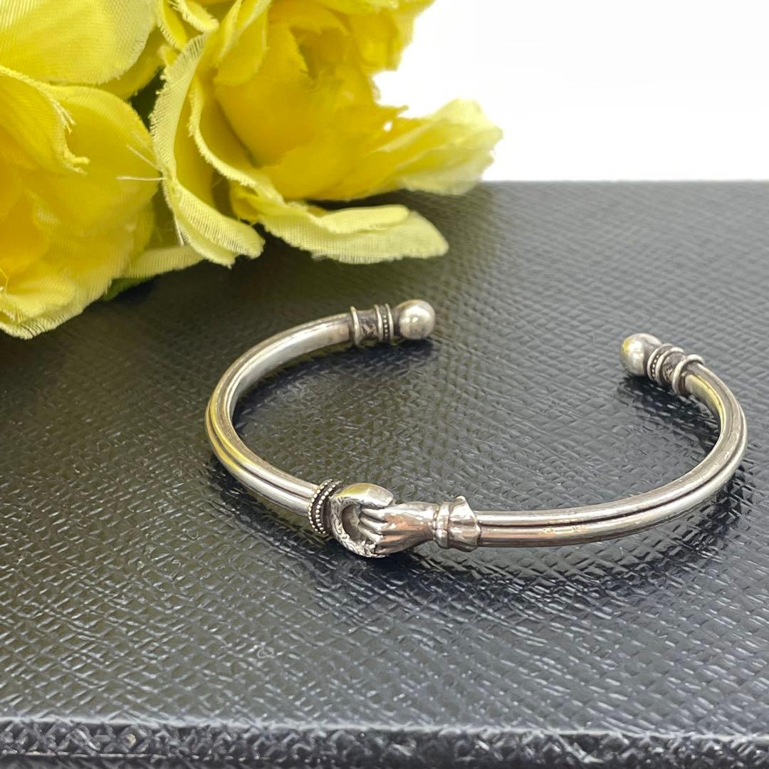 アガット シルバー バングル ブレスレット ストーン FR146