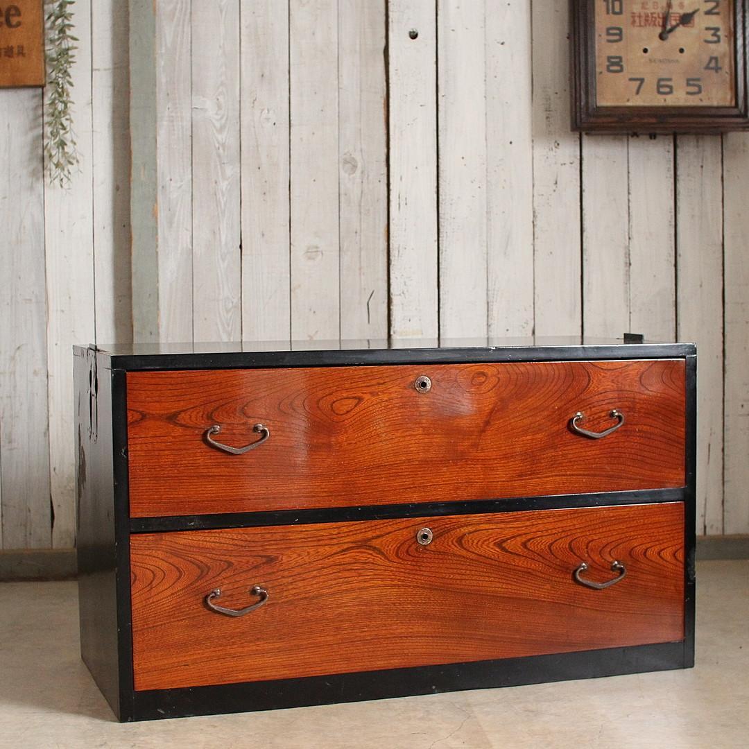 前欅の箪笥　2段　引き出し　タンス　収納　古家具　古民家　時代家具