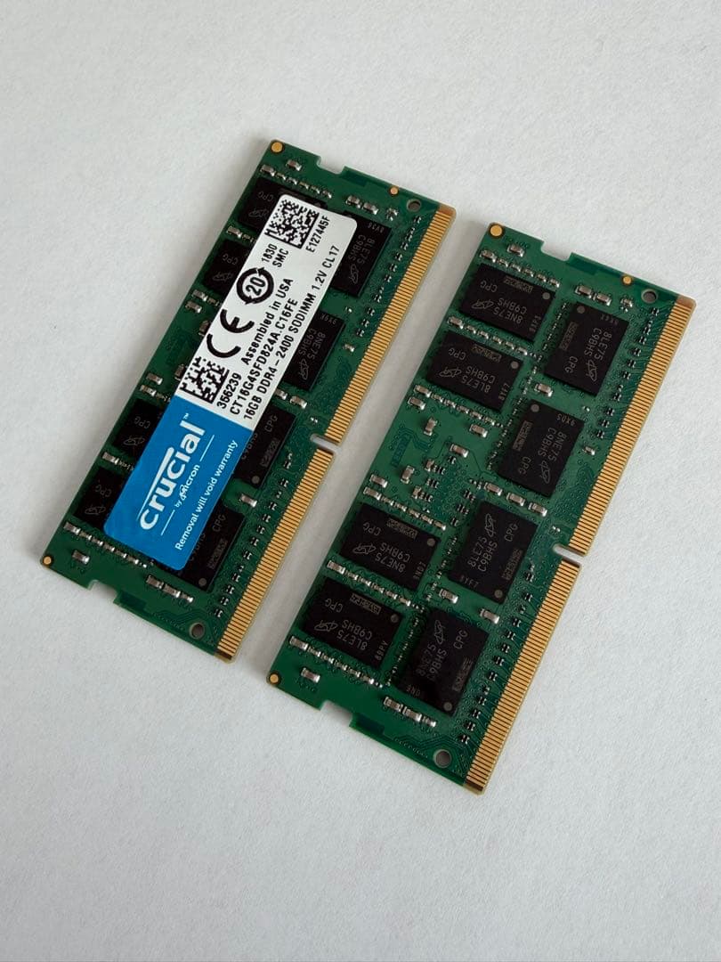ddr4-2400 so-dimm 16gb 2枚　crucial