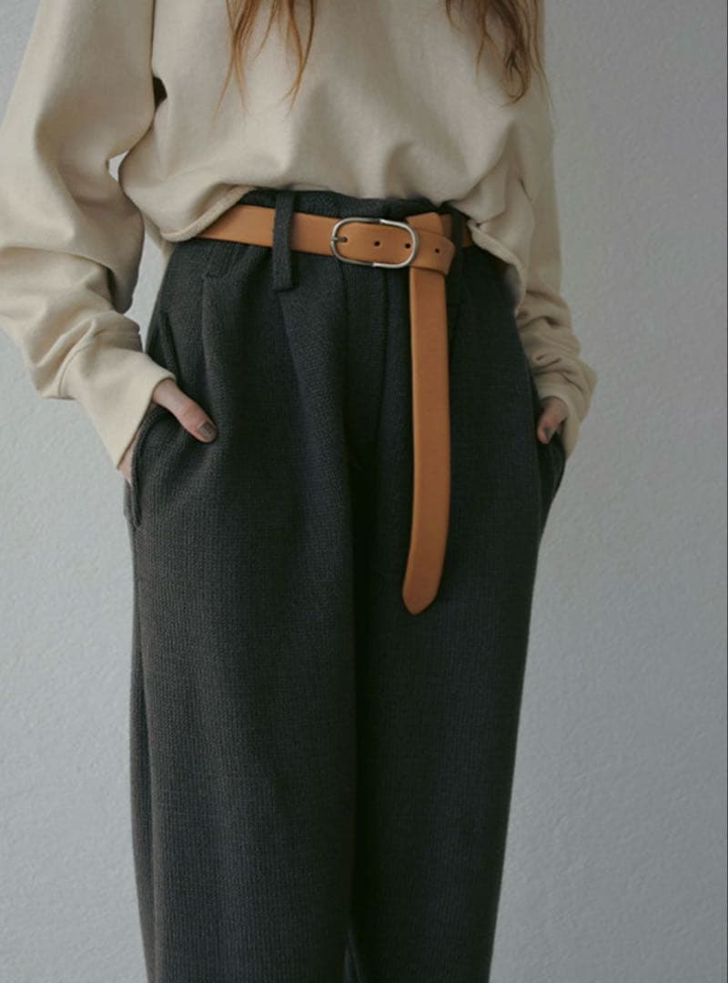 【美品】ETRE TOKYO ブラスバックルレザーベルト ベージュ