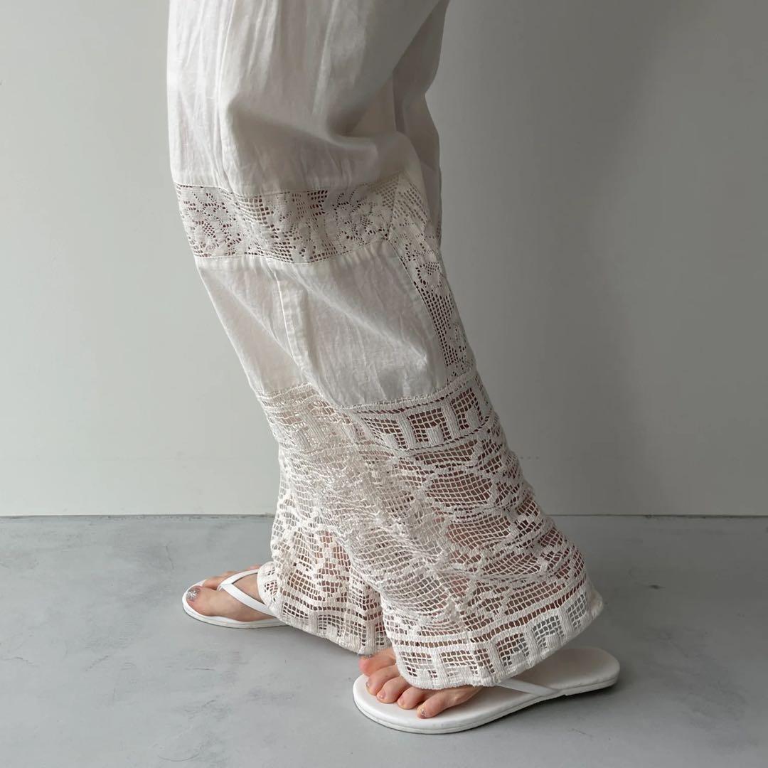 新品 wee9s ヴィンテージライクレースパンツ