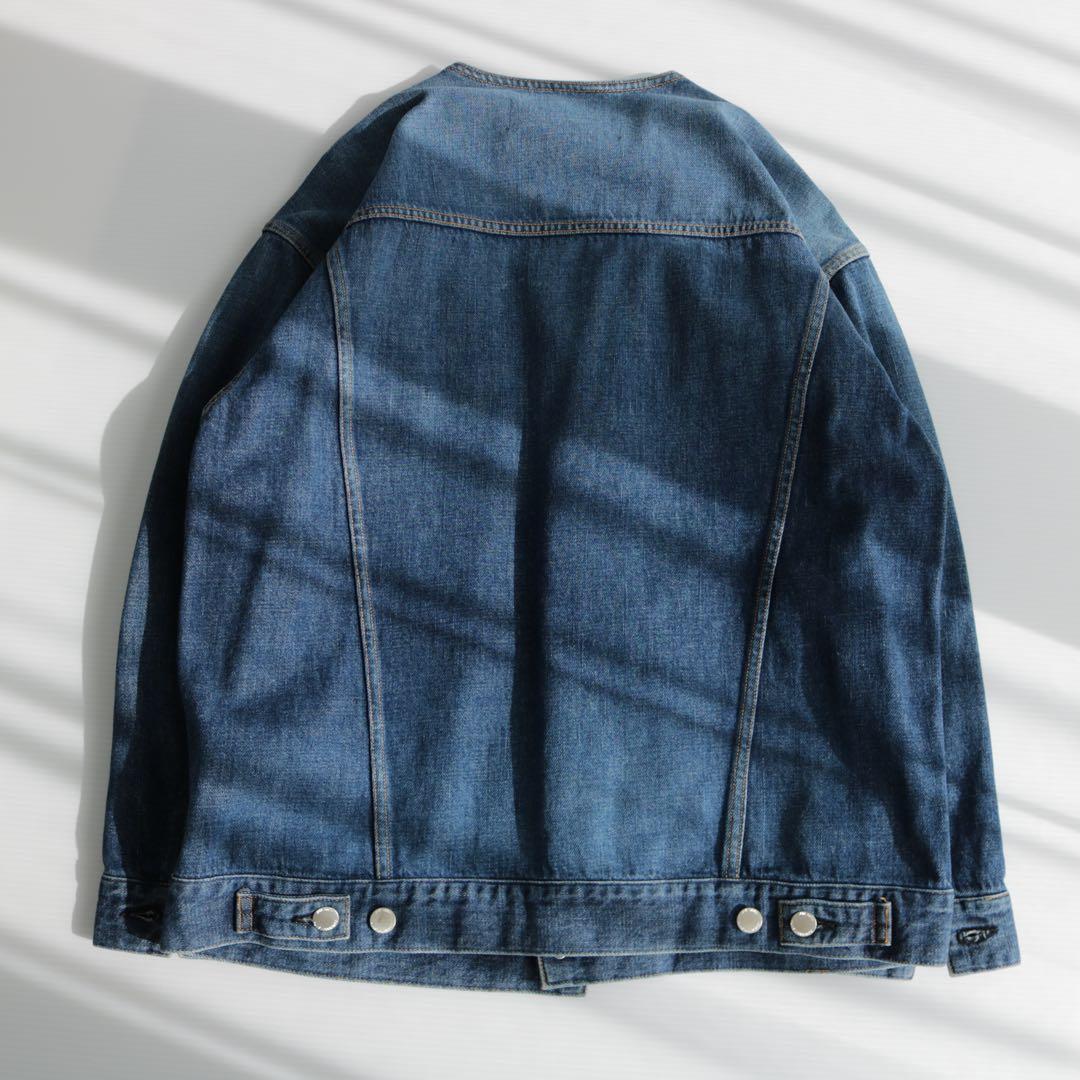 【手仕上げクリーニング済】プラージュ ノーカラーデニムジャケット 36 別注
