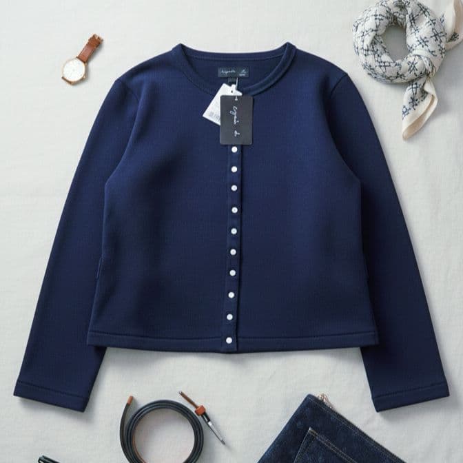 アニエスべー【新品未使用】コットン メルトン カーディガンプレッション　現行　Ｍ