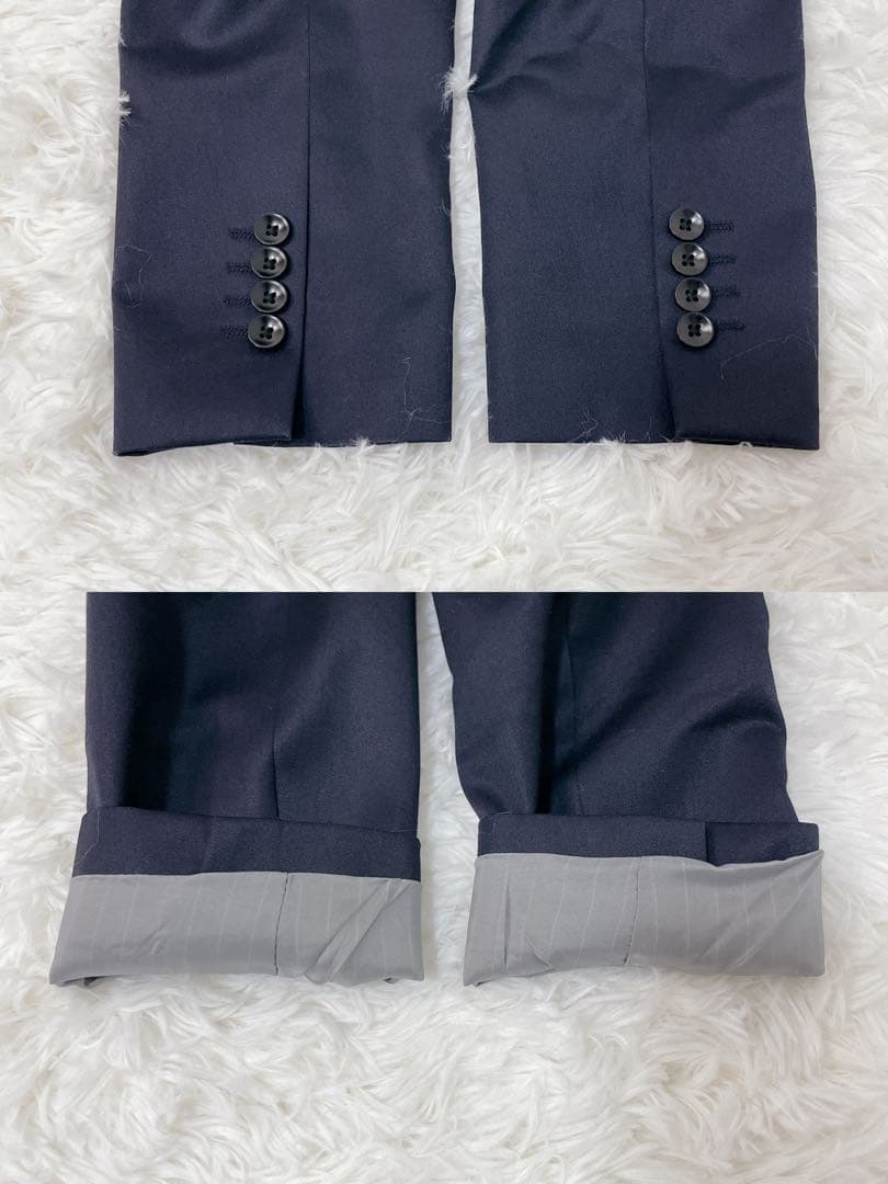 美品✨スーツカンパニー 黒タグ スリーピース 175 A6 シルク混 濃紺　L