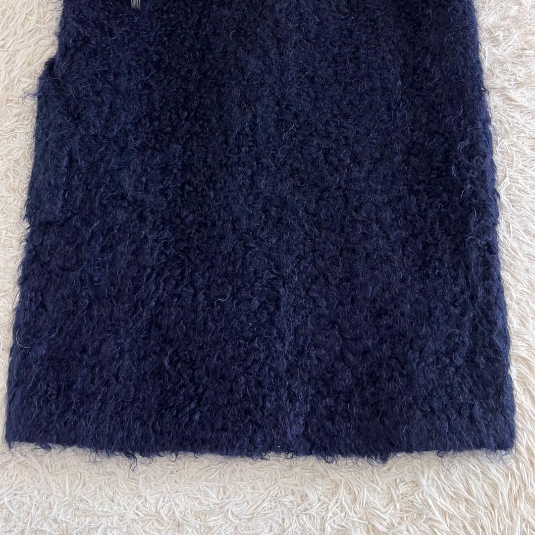 BLAMINK ブラミンク プードル ボア ロング ジレ ネイビー